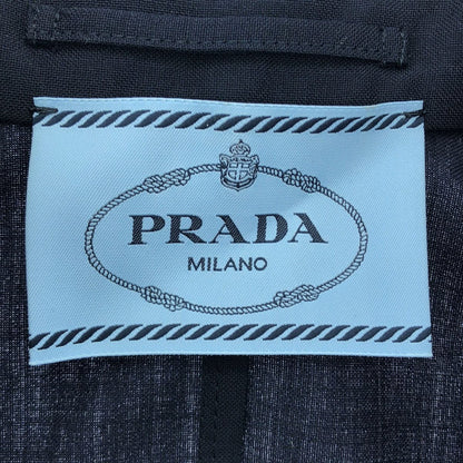 Prada Belted Wool Jacket Navy — view 3