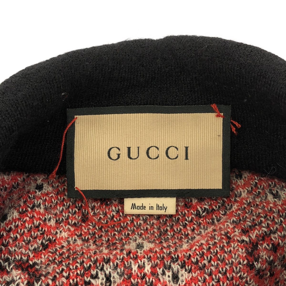 Gucci GG Jacquard Knit Jacket Black Red — view 3