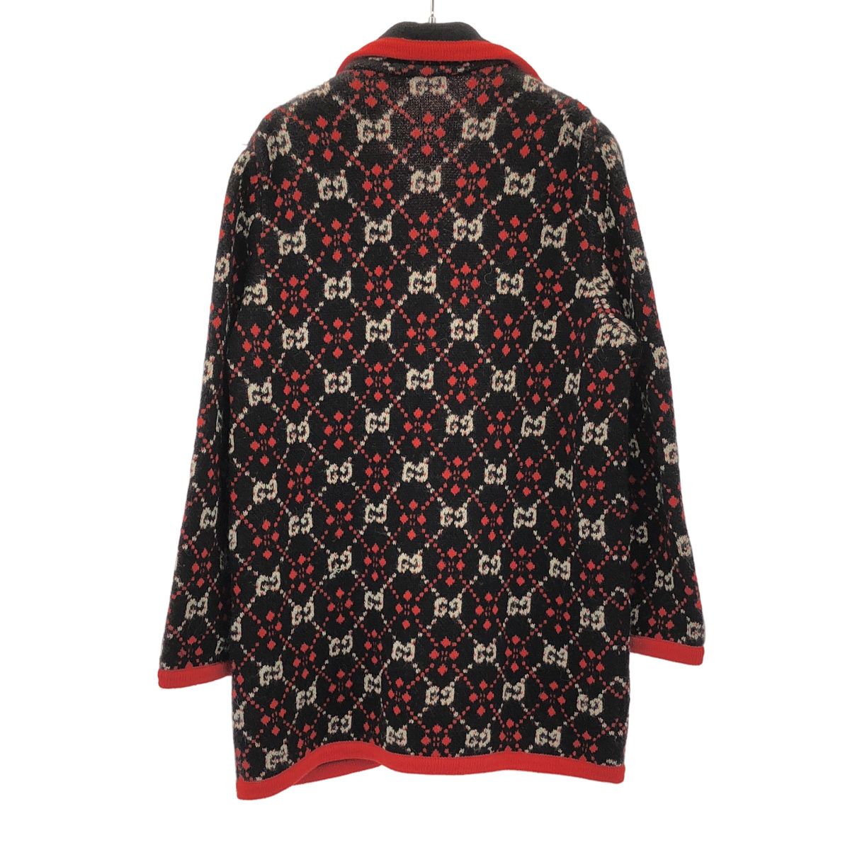 Gucci GG Jacquard Knit Jacket Black Red — view 2