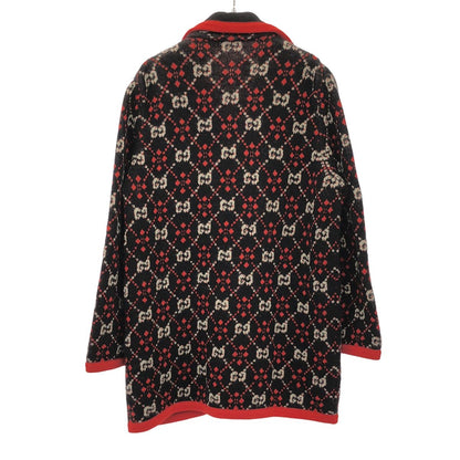 Gucci GG Jacquard Knit Jacket Black Red — view 2