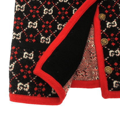Gucci GG Jacquard Knit Jacket Black Red — view 6