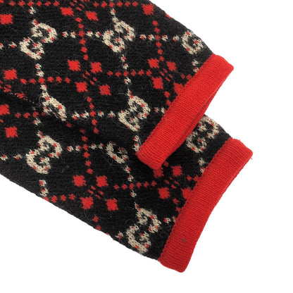 Gucci GG Jacquard Knit Jacket Black Red — view 5