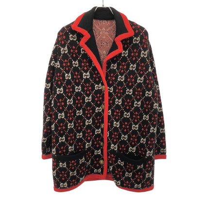 Gucci GG Jacquard Knit Jacket Black Red