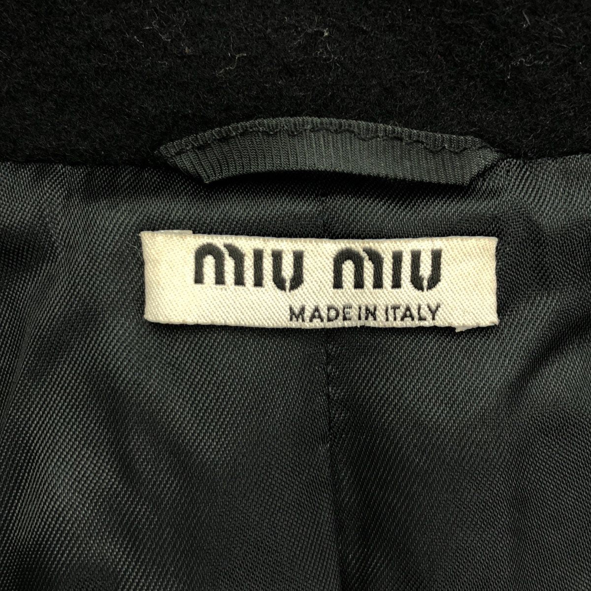 Miu Miu 10 AW Metal Flower Bijou Melton Coat Black — view 3