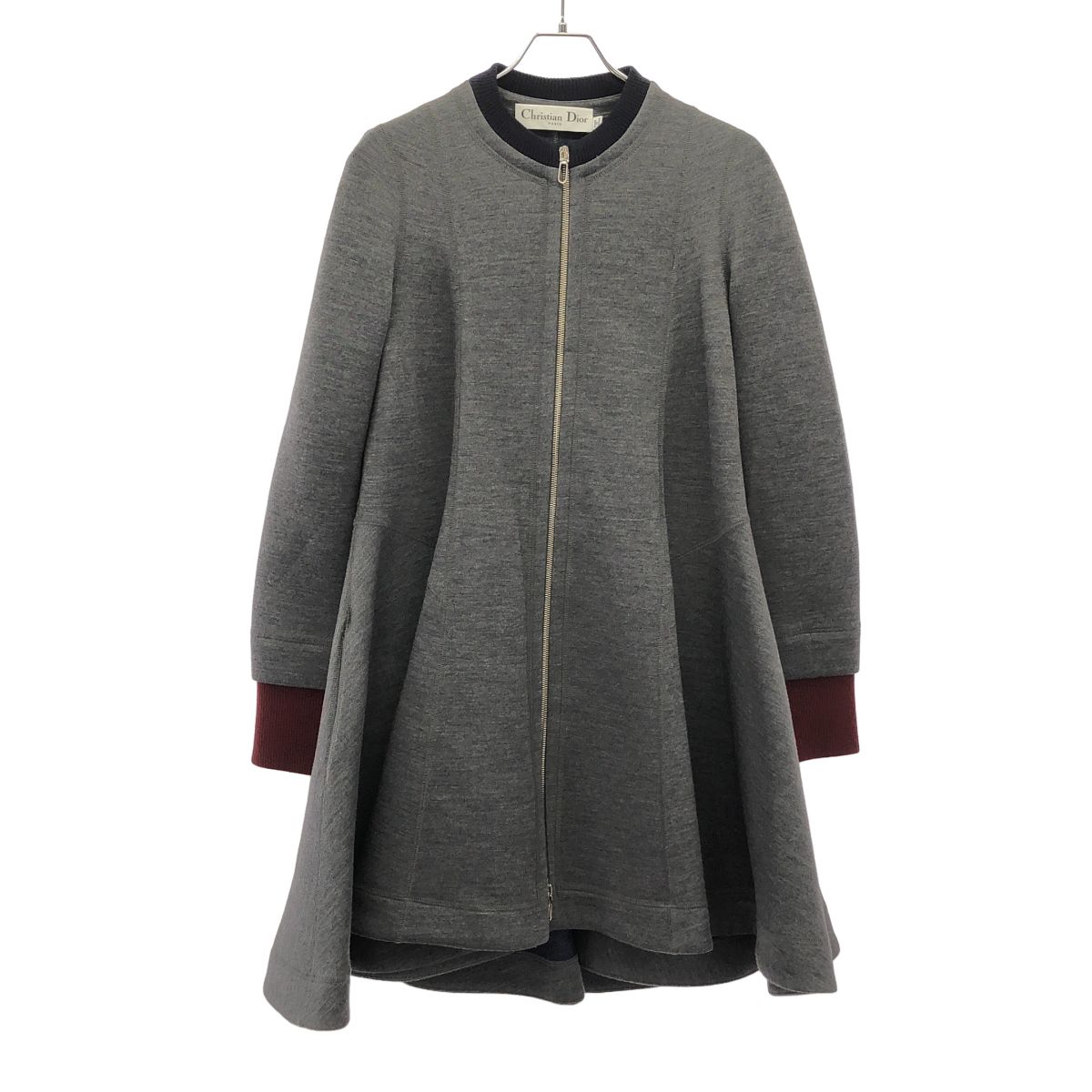 Dior Zip Up Wool Coat Gray