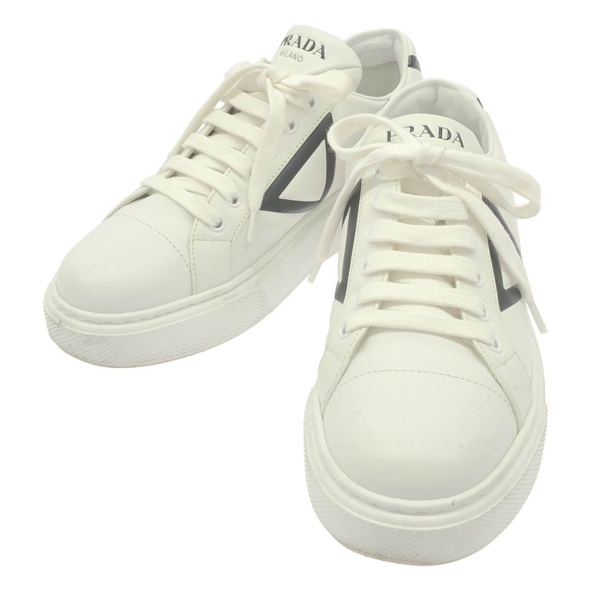Prada Triangle Low-Top Sneakers White