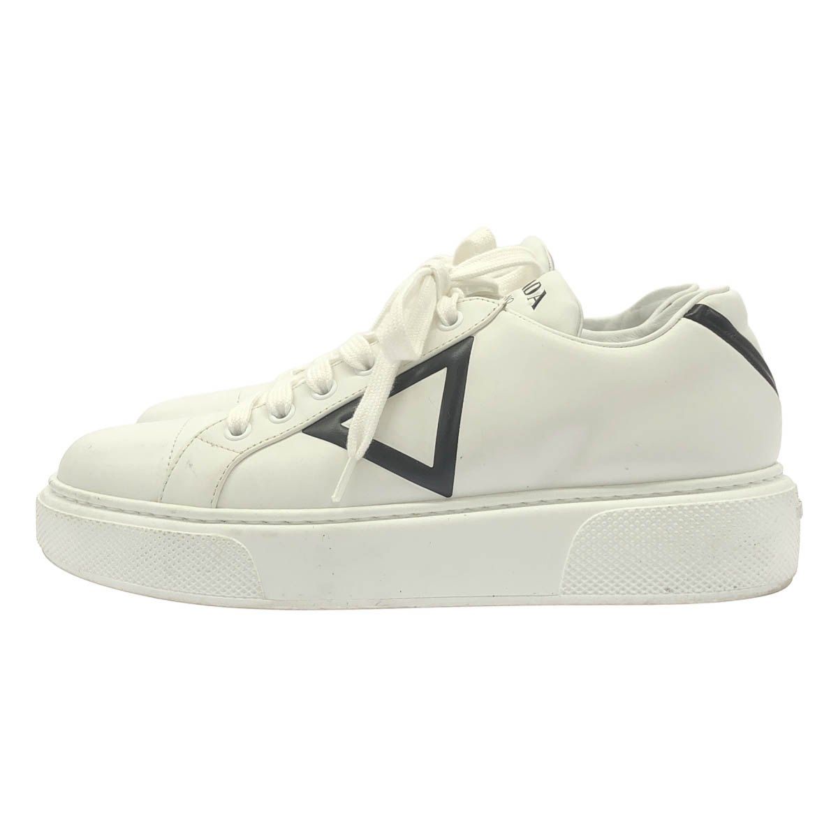 Prada Triangle Low-Top Sneakers White — view 2