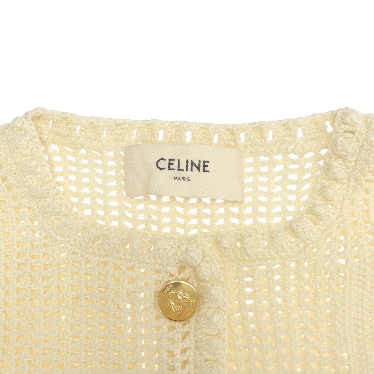 Celine Floral Hand Clochette Crew Neck Cardigan Jacket Ivory XS — view 4
