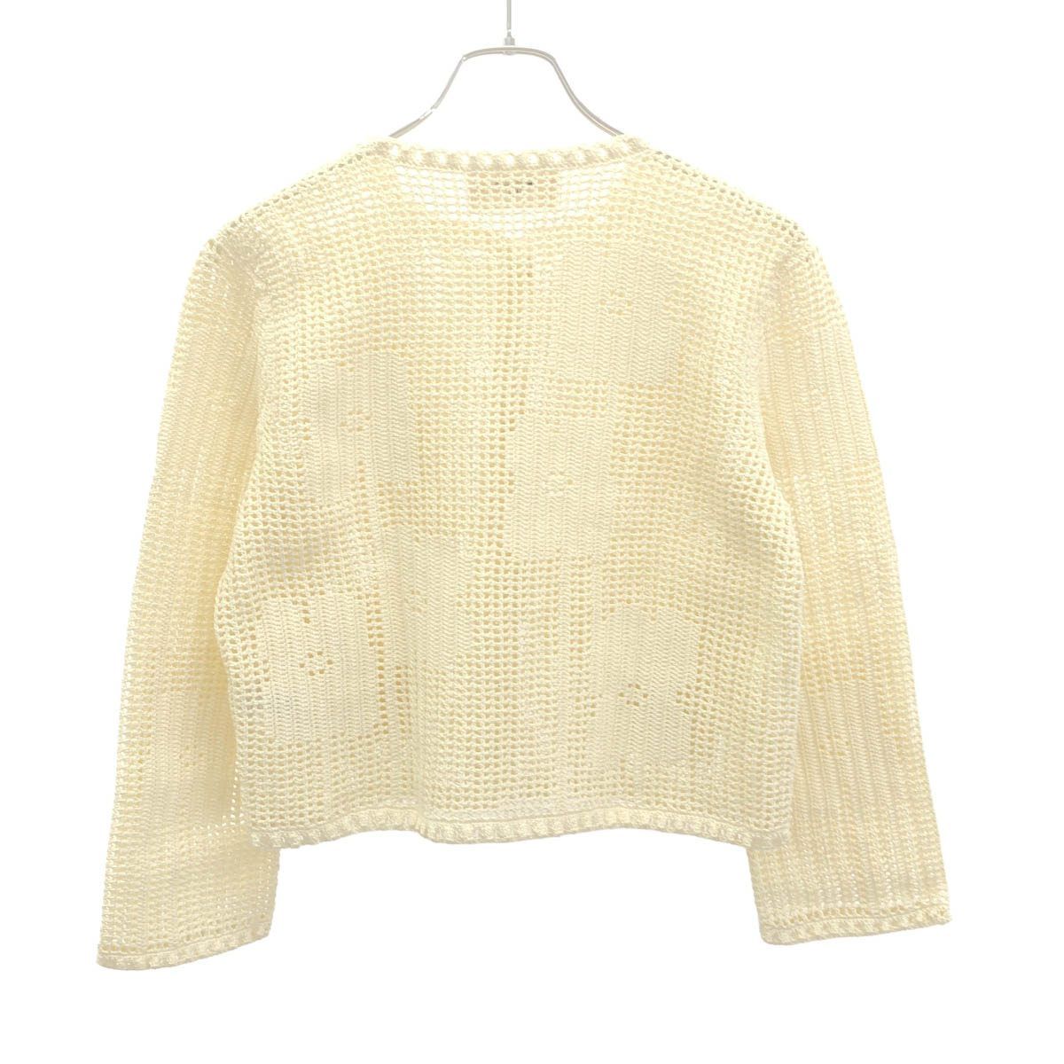 Celine Floral Hand Clochette Crew Neck Cardigan Jacket Ivory XS — view 2
