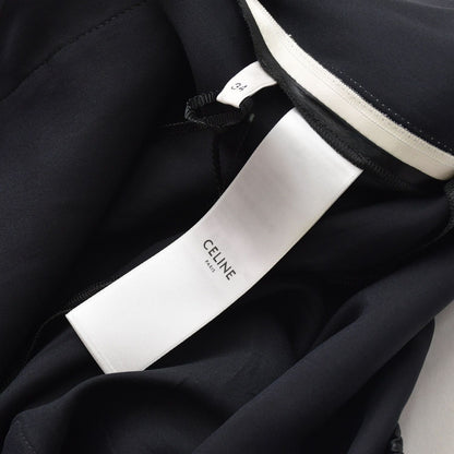 Celine Macadam Line Pants Straight Jersey Satin Black White — view 7