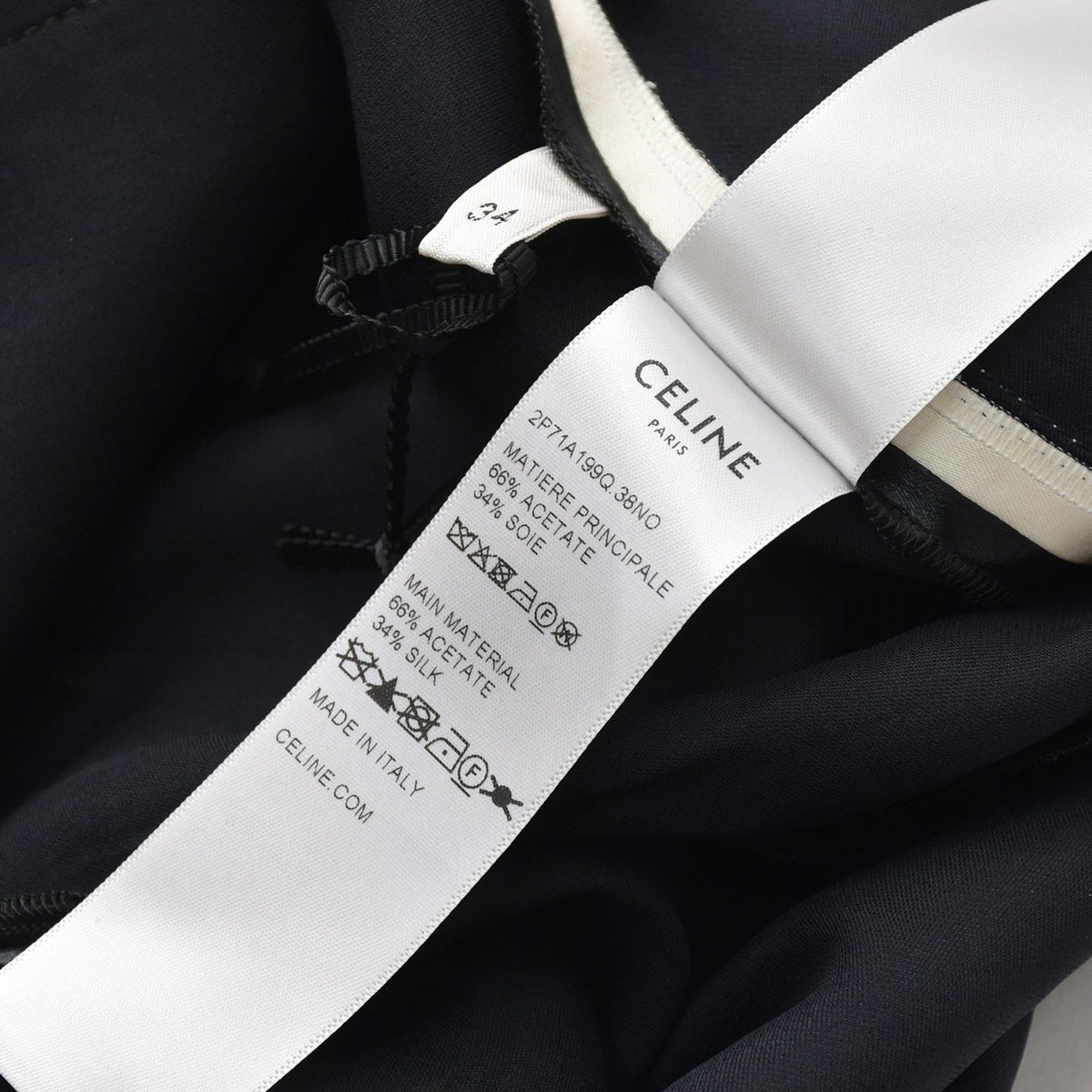 Celine Macadam Line Pants Straight Jersey Satin Black White — view 8