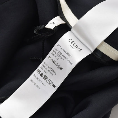 Celine Macadam Line Pants Straight Jersey Satin Black White — view 8