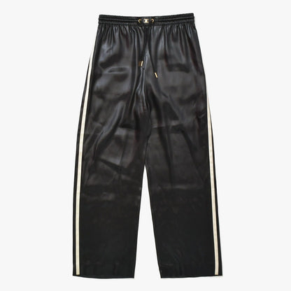 Celine Macadam Line Pants Straight Jersey Satin Black White