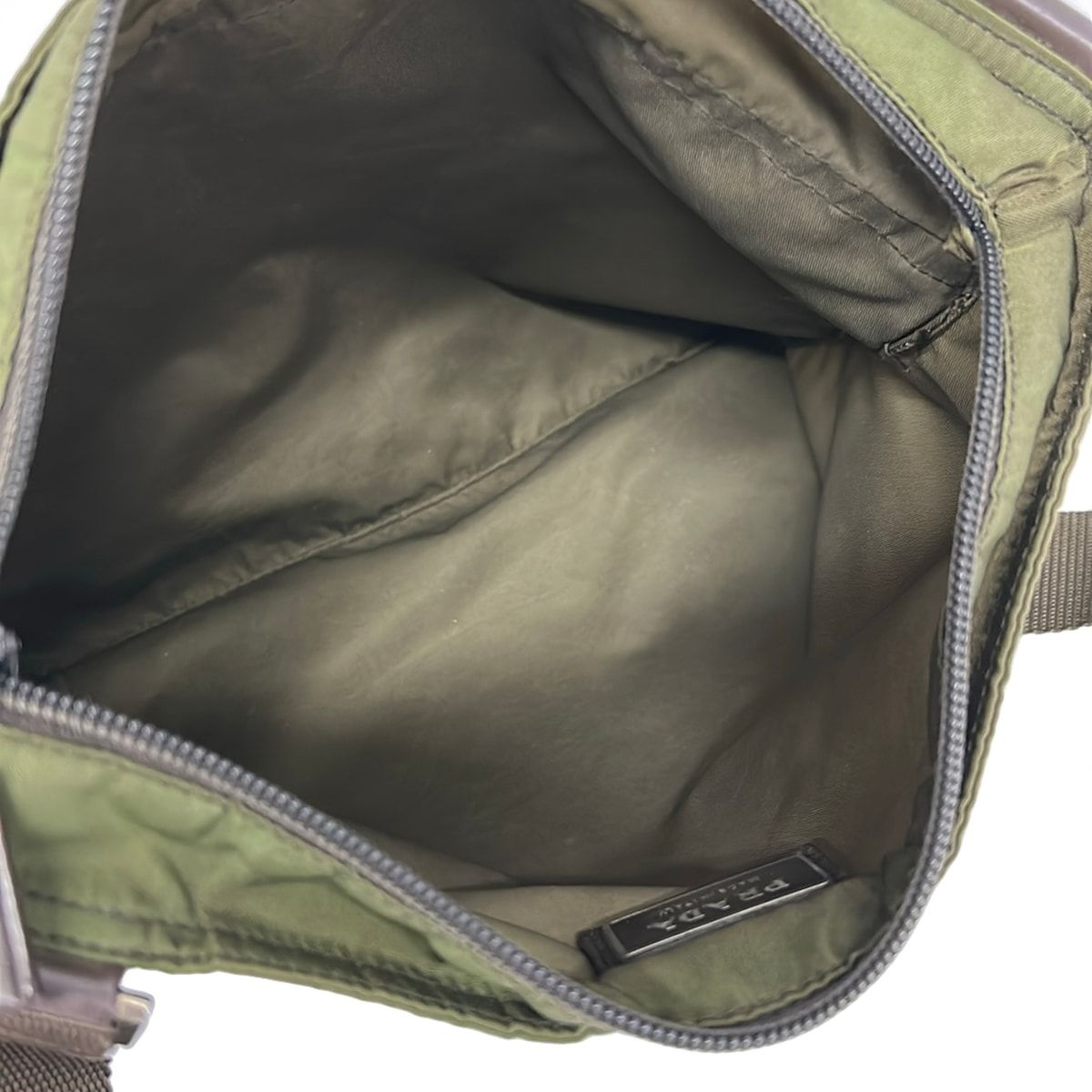 Prada Shoulder Bag Khaki Dark Brown Leather — view 7