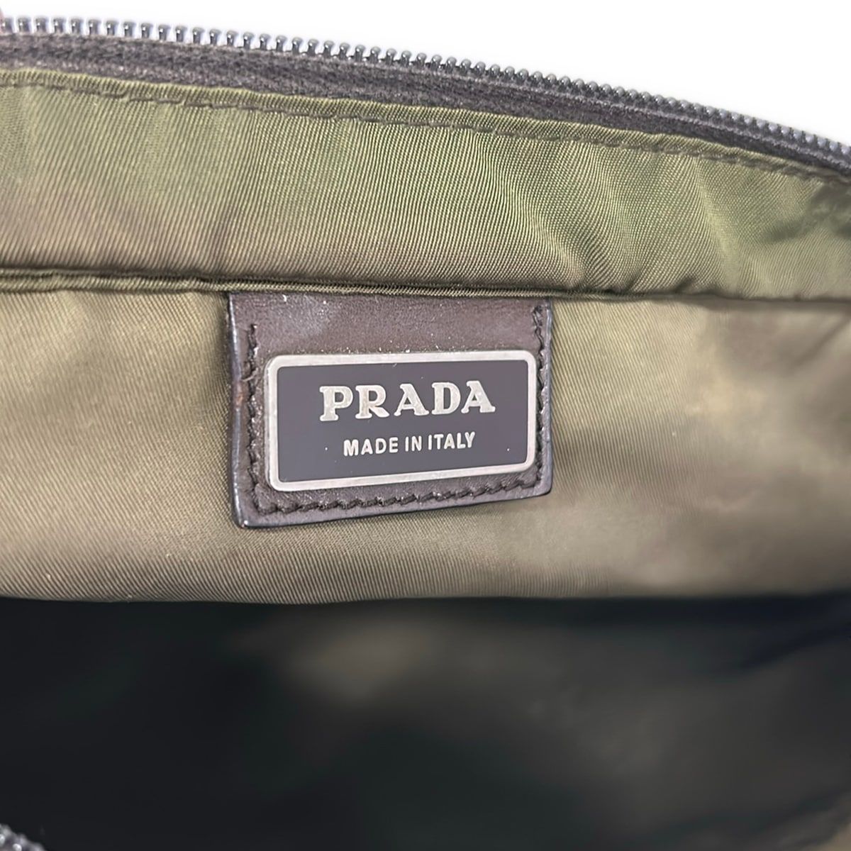 Prada Shoulder Bag Khaki Dark Brown Leather — view 8
