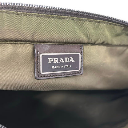 Prada Shoulder Bag Khaki Dark Brown Leather — view 8