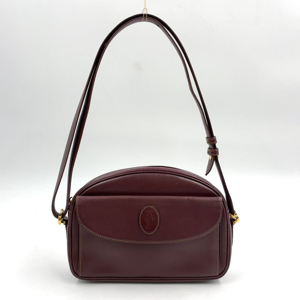 Cartier Must Line Leather Bordeaux Shoulder Bag Gold