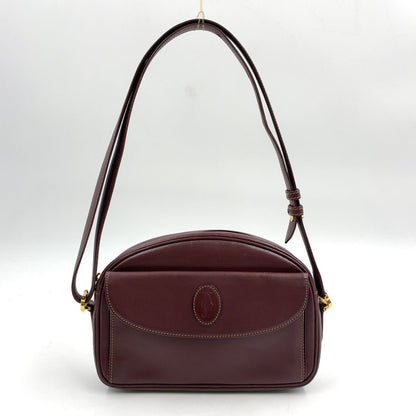 Cartier Must Line Leather Bordeaux Shoulder Bag Gold