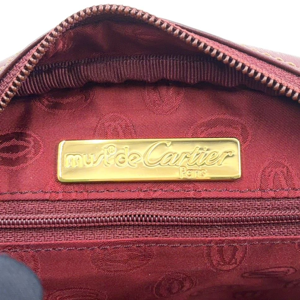 Cartier Must Line Leather Bordeaux Shoulder Bag Gold — view 4