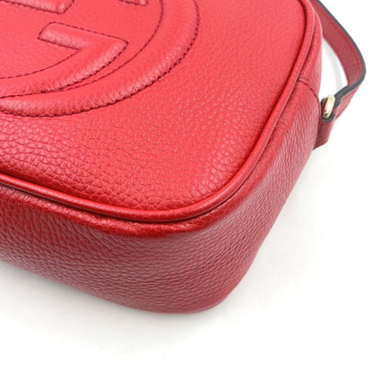 Gucci Soho Small Disco Interlocking G Leather Red Shoulder Bag Gold — view 8