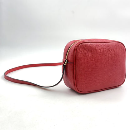 Gucci Soho Small Disco Interlocking G Leather Red Shoulder Bag Gold — view 2