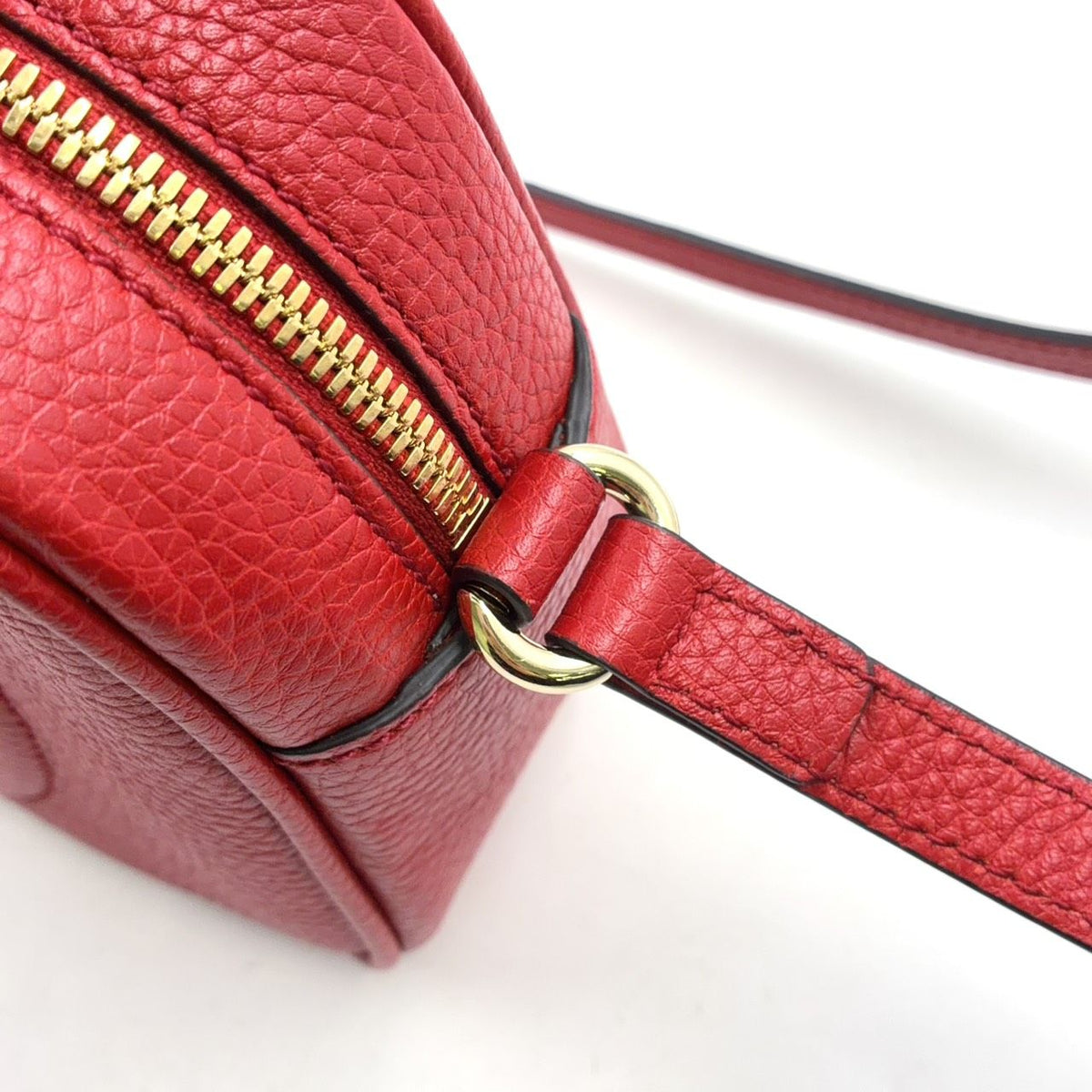 Gucci Soho Small Disco Interlocking G Leather Red Shoulder Bag Gold — view 6