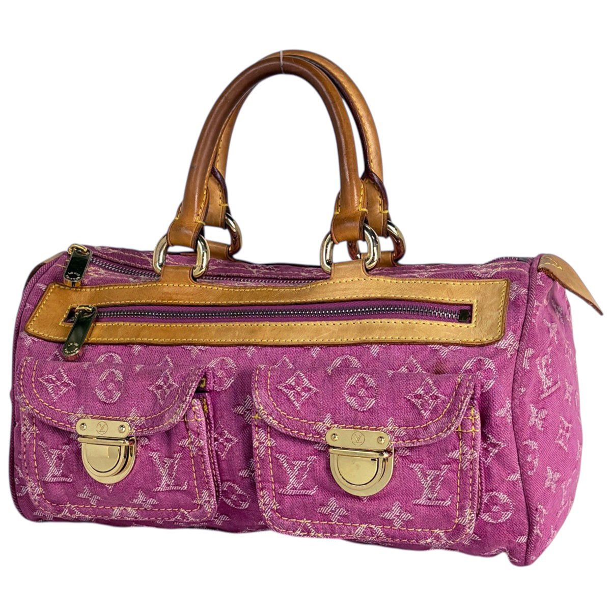 Louis Vuitton Neo Speedy Handbag Monogram Denim Fuchsia