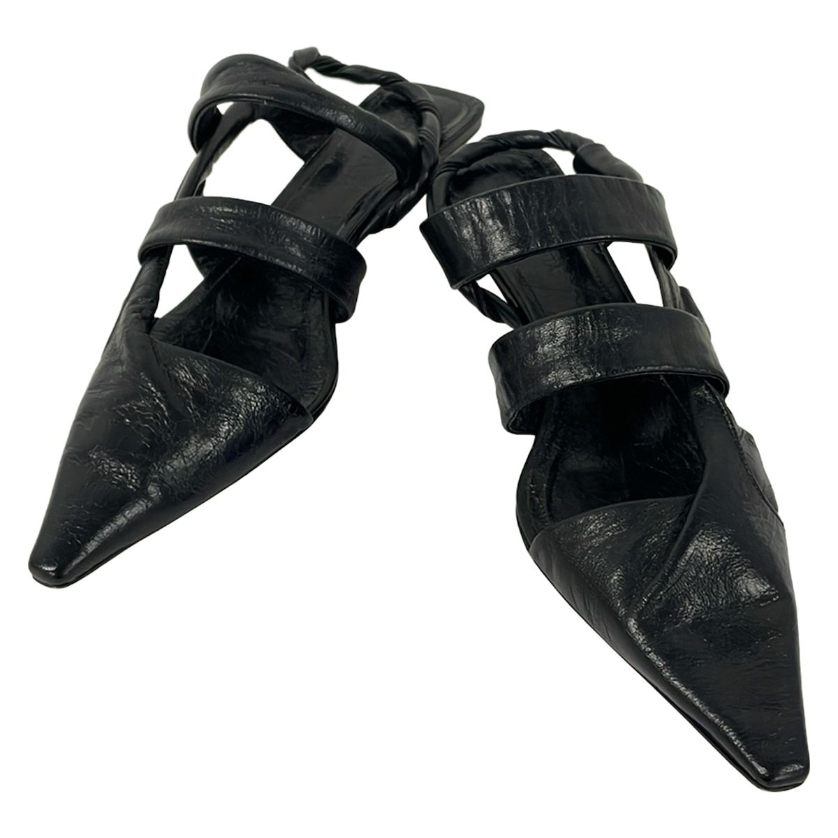 Bottega Veneta Sandals BV Point Slingback Black Leather — view 2