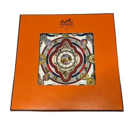 Hermes Scarf Carre 90 White Navy Red Parmi les Fleurs Je Compte les Heures Silk — view 5