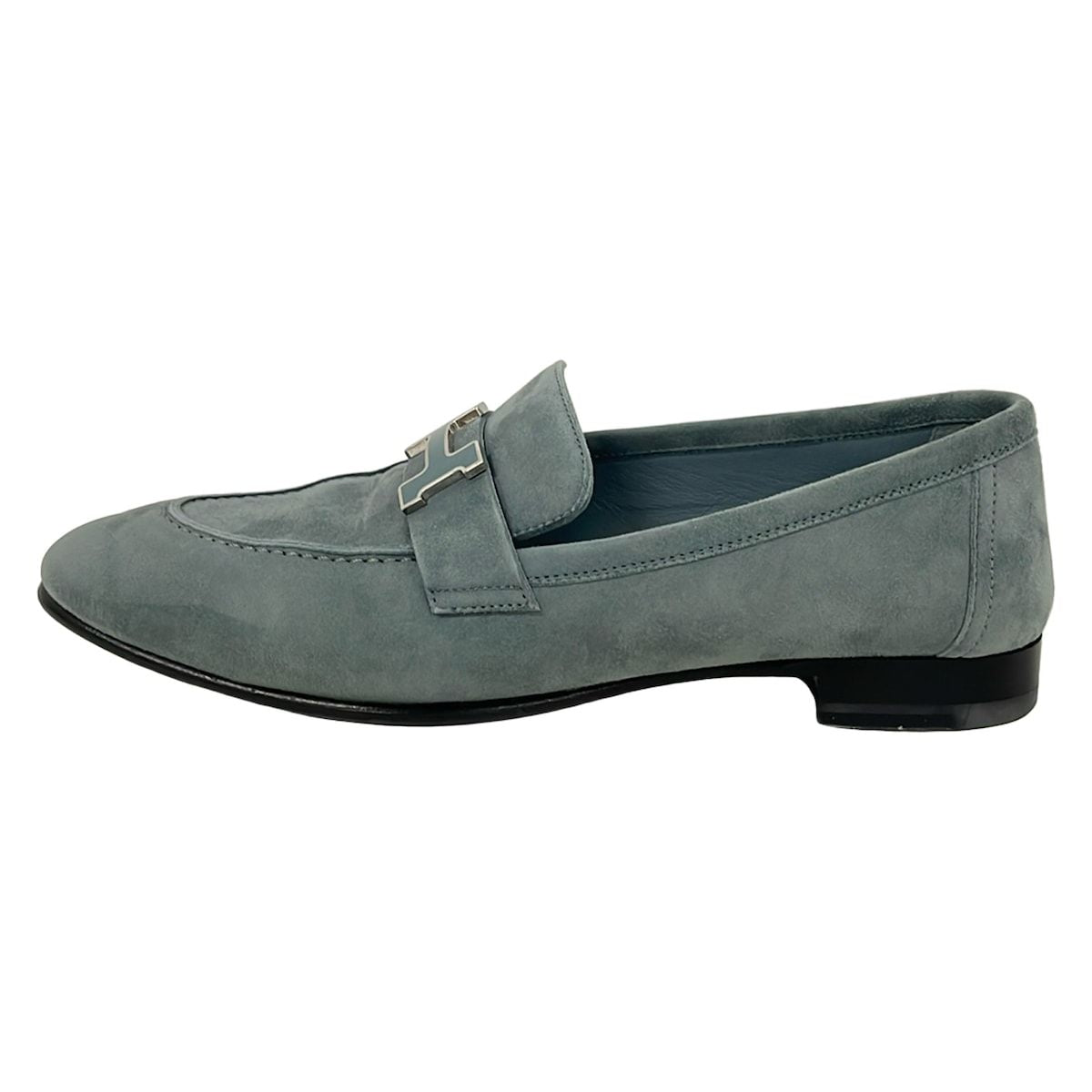 Hermes Loafers Paris Blue Green H Silver