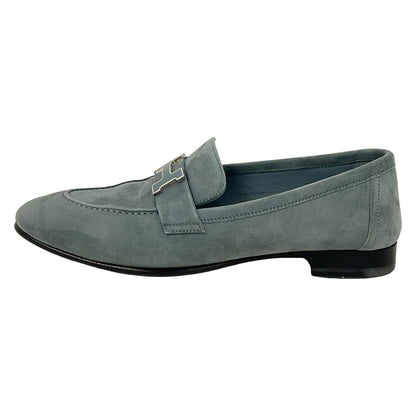 Hermes Loafers Paris Blue Green H Silver