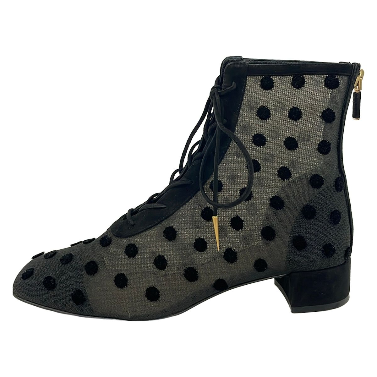 Dior Short Boots Black Dot Pattern
