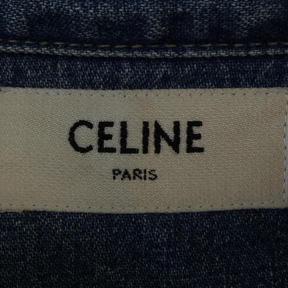 Celine Union Chien Wash Denim Cropped Shirt Triomphe — view 4