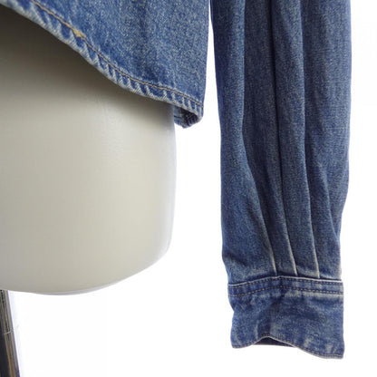 Celine Union Chien Wash Denim Cropped Shirt Triomphe — view 6