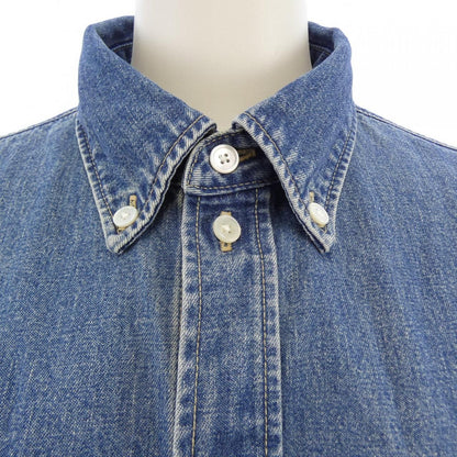 Celine Union Chien Wash Denim Cropped Shirt Triomphe — view 5