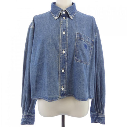Celine Union Chien Wash Denim Cropped Shirt Triomphe