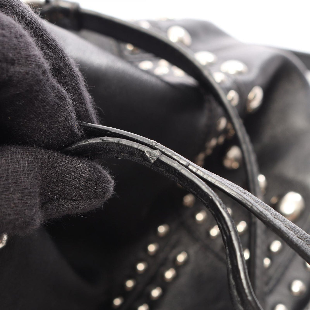 Prada Studs Black Leather 2-Way Bucket Bag — view 6