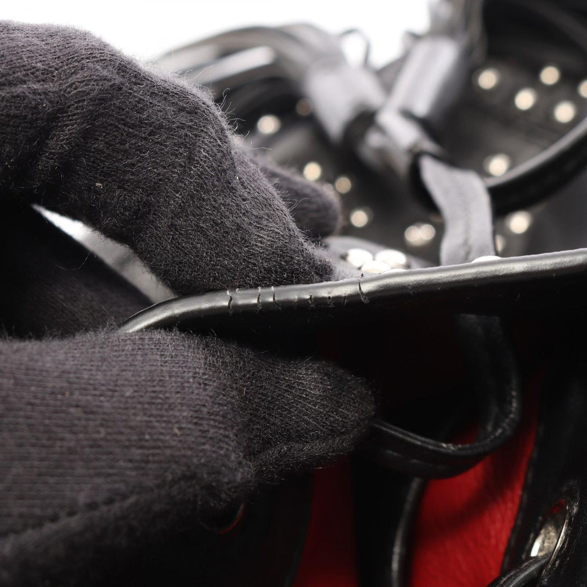 Prada Studs Black Leather 2-Way Bucket Bag — view 8