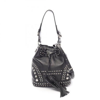 Prada Studs Black Leather 2-Way Bucket Bag