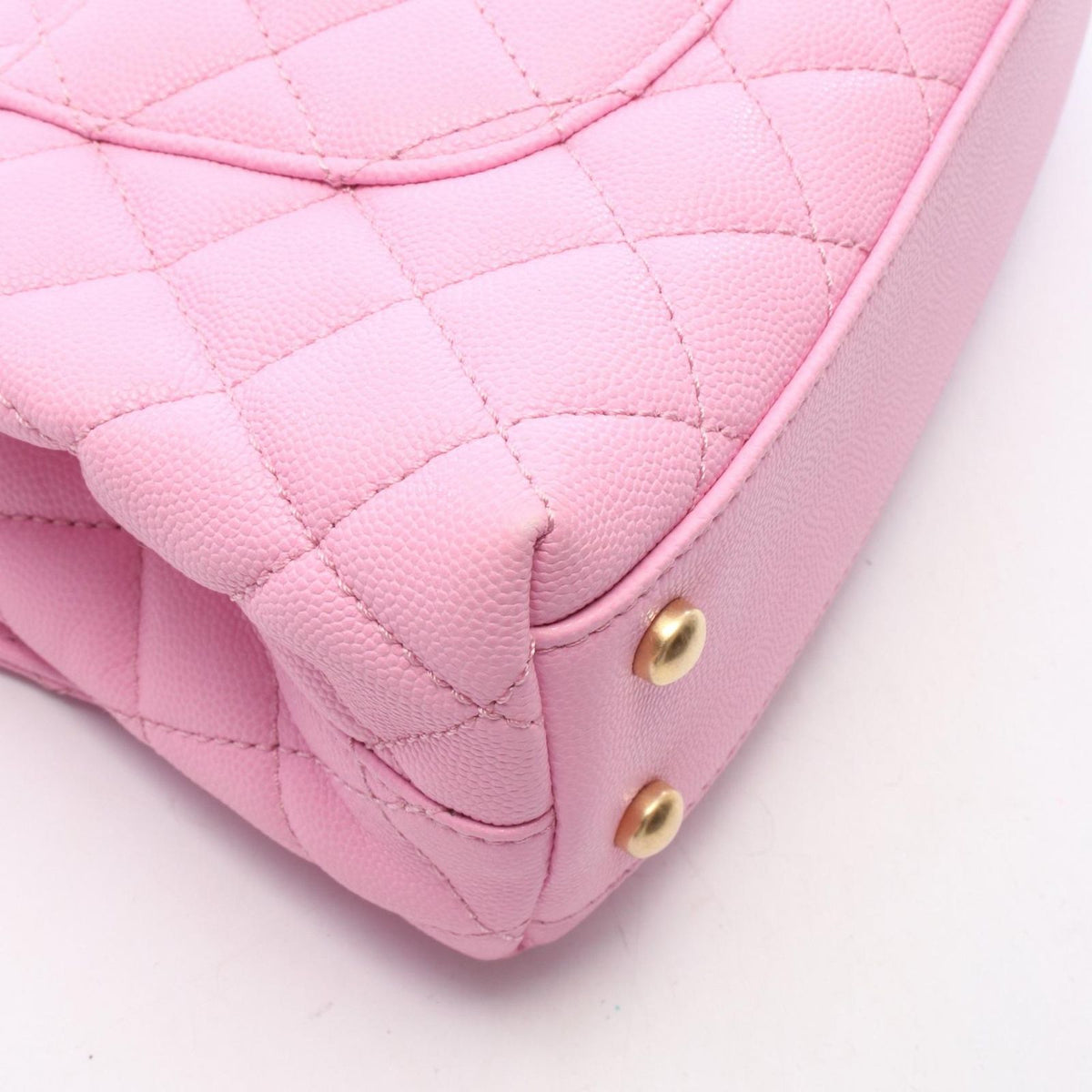 Chanel Handbag Coco Handle Flap Quilted 2-Way Pink Caviar Leather Chain — view 7