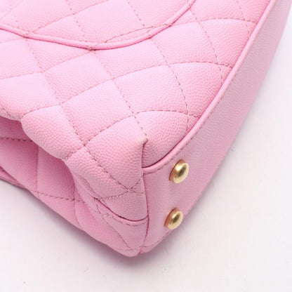 Chanel Handbag Coco Handle Flap Quilted 2-Way Pink Caviar Leather Chain — view 7