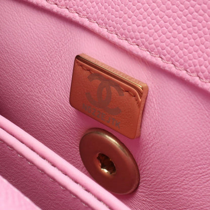 Chanel Handbag Coco Handle Flap Quilted 2-Way Pink Caviar Leather Chain — view 5