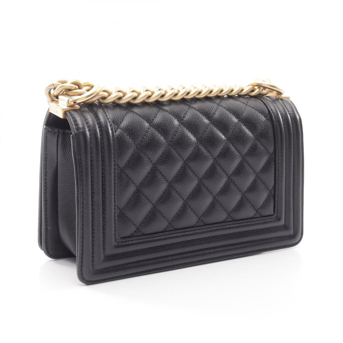 Chanel Shoulder Bag Boy Small Black Caviar Leather Chain — view 2