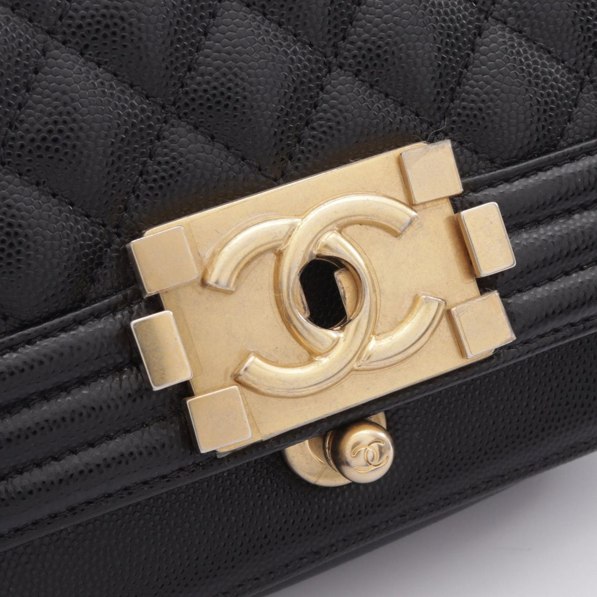 Chanel Shoulder Bag Boy Small Black Caviar Leather Chain — view 6