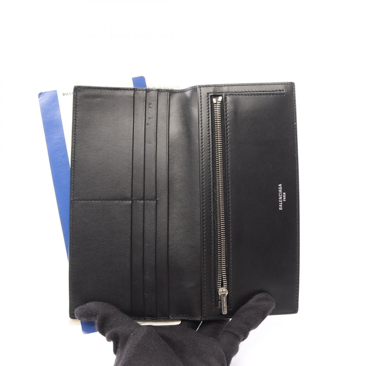 Balenciaga Bifold Wallet Passport Bordeaux Black Leather — view 3