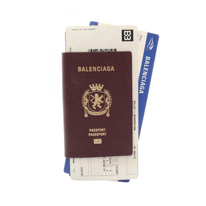Balenciaga Bifold Wallet Passport Bordeaux Black Leather