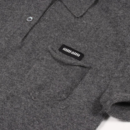 Miu Miu Polo Shirt Short Sleeve Knit Gray Cashmere — view 7