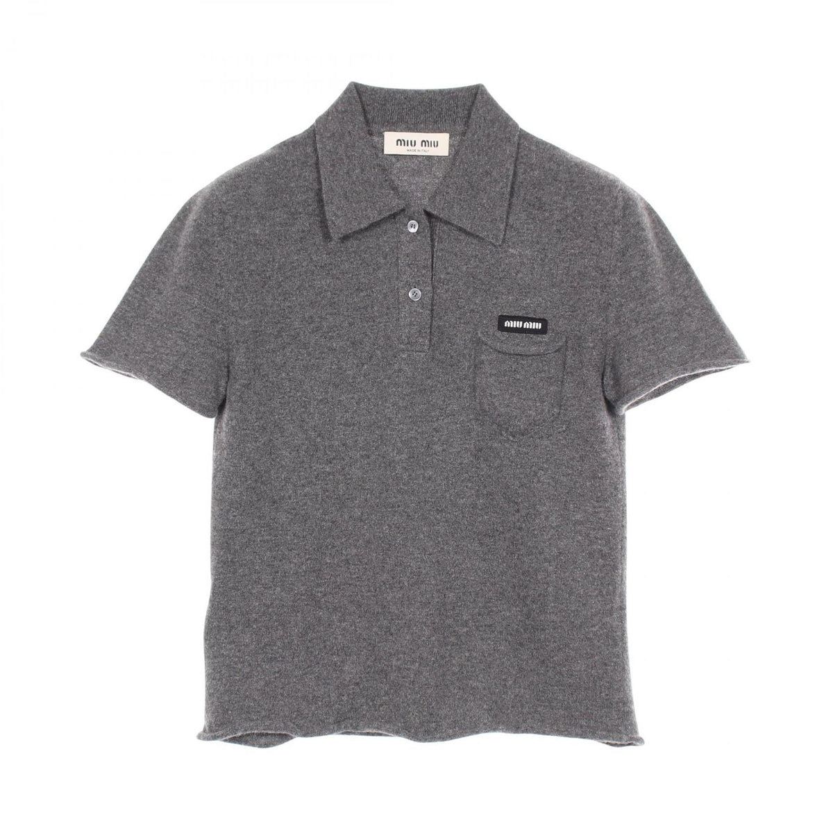 Miu Miu Polo Shirt Short Sleeve Knit Gray Cashmere