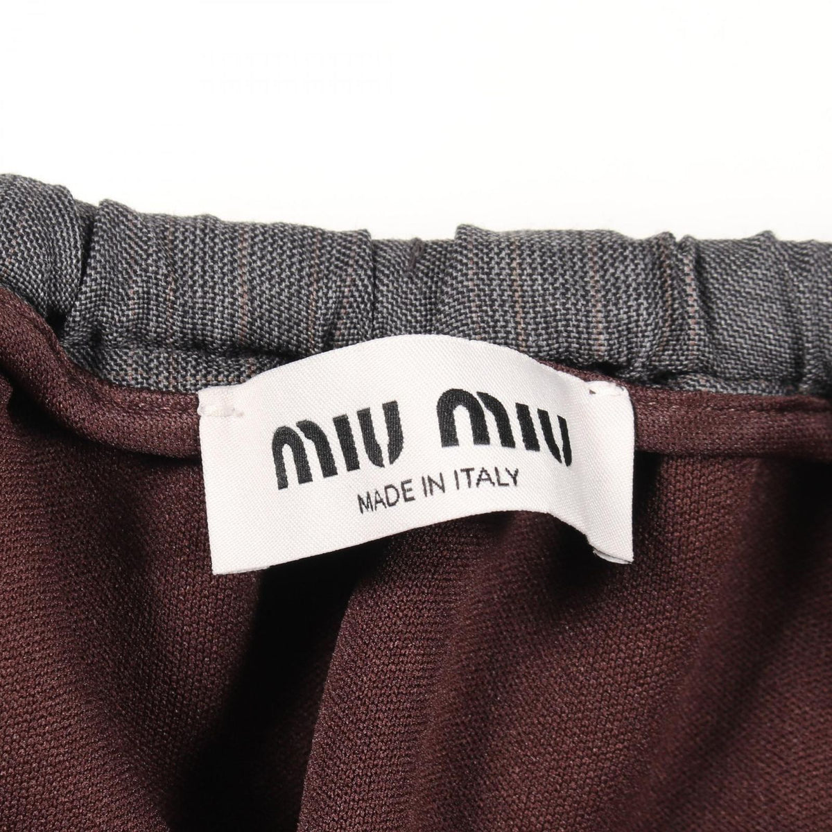 Miu Miu Skirt Drawstring Check Mini Gray Wool — view 3