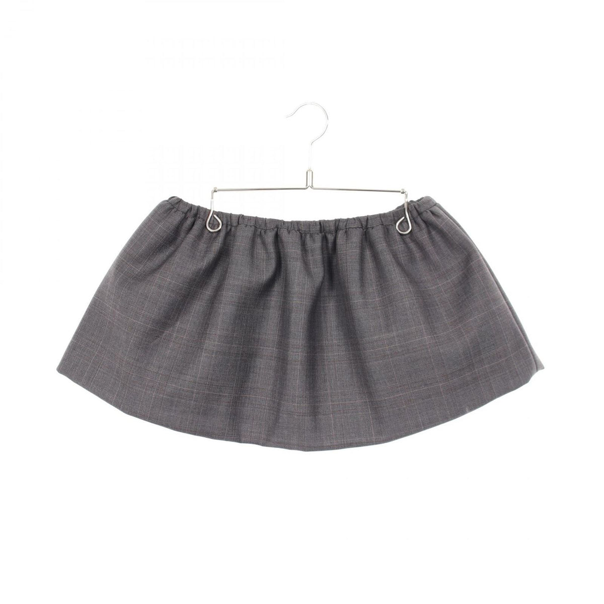 Miu Miu Skirt Drawstring Check Mini Gray Wool — view 2